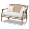 French provincial whitewashed wood armchair with cane back and upholstered seat Aesthetic craft