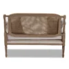 French provincial whitewashed wood armchair with cane back and upholstered seat Aesthetic craft