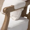 French provincial whitewashed wood armchair with cane back and upholstered seat Aesthetic craft