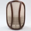 Curved Teak Wood Chair with Handwoven Cane Backrest and Seat Aesthetic craft
