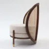 Curved Teak Wood Chair with Handwoven Cane Backrest and Seat Aesthetic craft