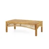 Outdoor mango wood and wicker lounge set with chairs, loveseat, table, and cushions Aesthetic craft