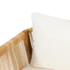 Outdoor mango wood and wicker lounge set with chairs, loveseat, table, and cushions Aesthetic craft