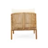 Outdoor mango wood and wicker lounge set with chairs, loveseat, table, and cushions Aesthetic craft