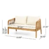Outdoor mango wood and wicker lounge set with chairs, loveseat, table, and cushions Aesthetic craft
