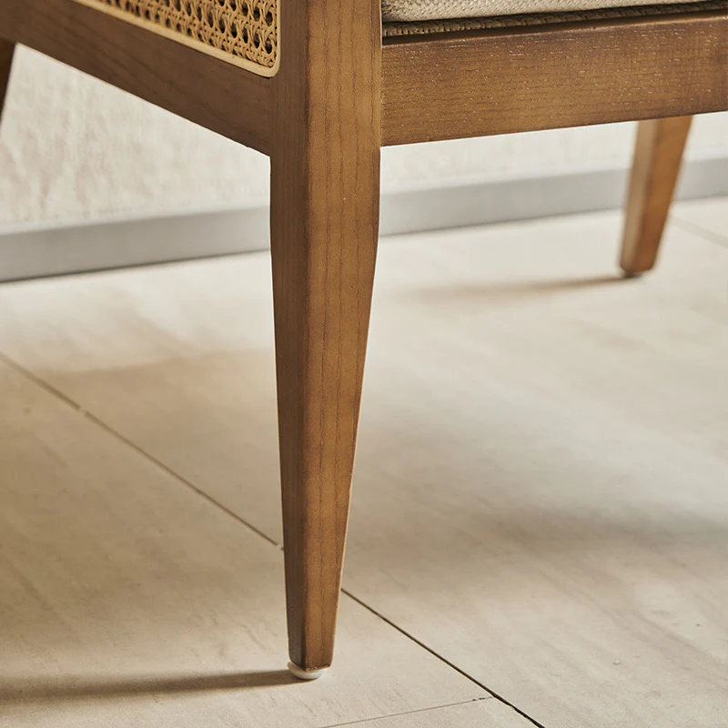 Rattan Lounge Chair with Mango Wood Frame and Cane Backrest Aesthetic craft Rattan Lounge Chair with Mango Wood Frame and Cane Backrest Aesthetic craft