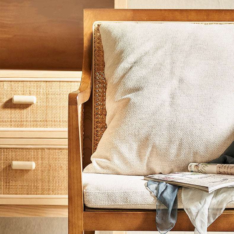 Rattan Lounge Chair with Mango Wood Frame and Cane Backrest Aesthetic craft Rattan Lounge Chair with Mango Wood Frame and Cane Backrest Aesthetic craft