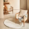 Rattan Lounge Chair with Mango Wood Frame and Cane Backrest Aesthetic craft