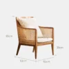 Rattan Lounge Chair with Mango Wood Frame and Cane Backrest Aesthetic craft
