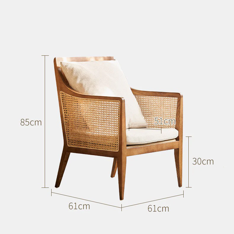 Rattan Lounge Chair with Mango Wood Frame and Cane Backrest Aesthetic craft Rattan Lounge Chair with Mango Wood Frame and Cane Backrest Aesthetic craft