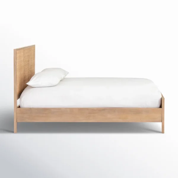 Handcrafted mango wood and cane bed frame in king, queen, and twin sizes Aesthetic craft