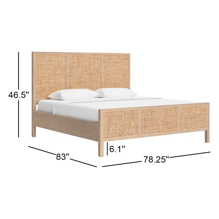 Handcrafted mango wood and cane bed frame in king, queen, and twin sizes Aesthetic craft Handcrafted mango wood and cane bed frame in king, queen, and twin sizes Aesthetic craft