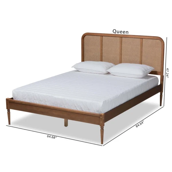 Solid mango wood cane bed frame available in brown and black colors Aesthetic craft