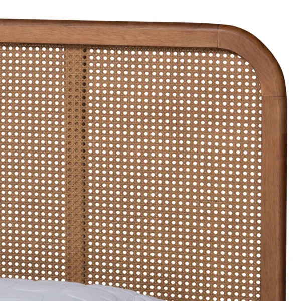Solid mango wood cane bed frame available in brown and black colors Aesthetic craft