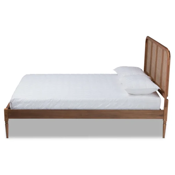 Solid mango wood cane bed frame available in brown and black colors Aesthetic craft