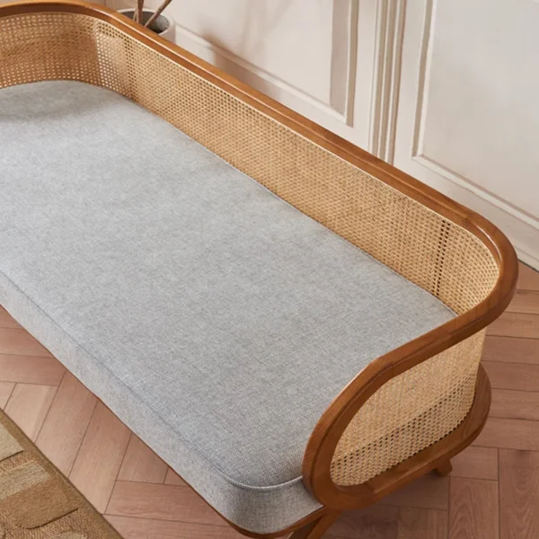 Simple solid wood office sofa set with cane weave and coffee table Aesthetic craft