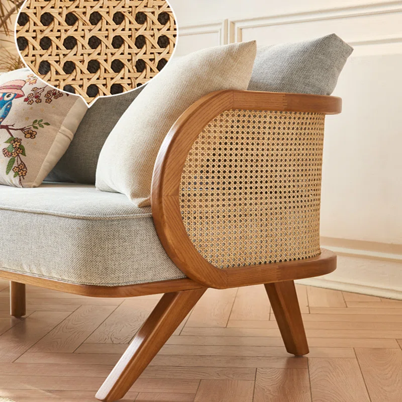 Simple solid wood office sofa set with cane weave and coffee table Aesthetic craft Simple solid wood office sofa set with cane weave and coffee table Aesthetic craft