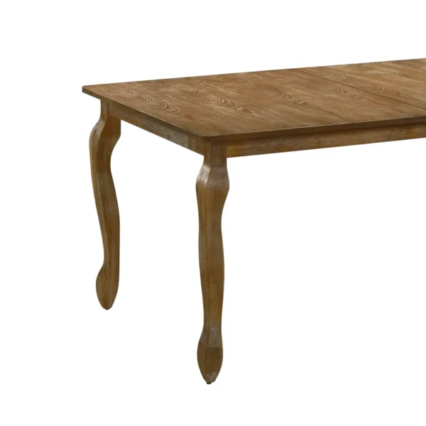 Wood and cane 6-person dining table set with upholstered chairs in light wood finish Aestheticcraft