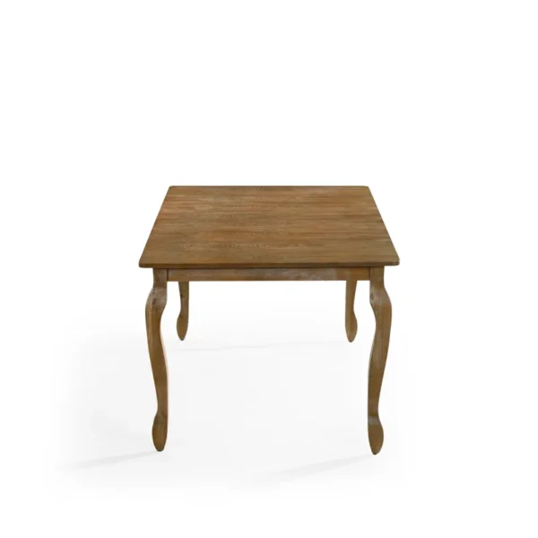 Wood and cane 6-person dining table set with upholstered chairs in light wood finish Aestheticcraft