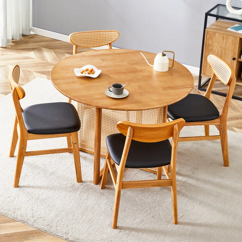 Ancient style mango wood dining set with cane‑leg table and matching chairs Aestheticcraft Ancient style mango wood dining set with cane‑leg table and matching chairs Aestheticcraft