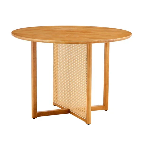 Ancient style mango wood dining set with cane‑leg table and matching chairs Aestheticcraft