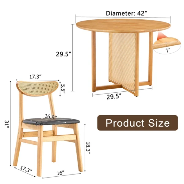 Ancient style mango wood dining set with cane‑leg table and matching chairs Aestheticcraft