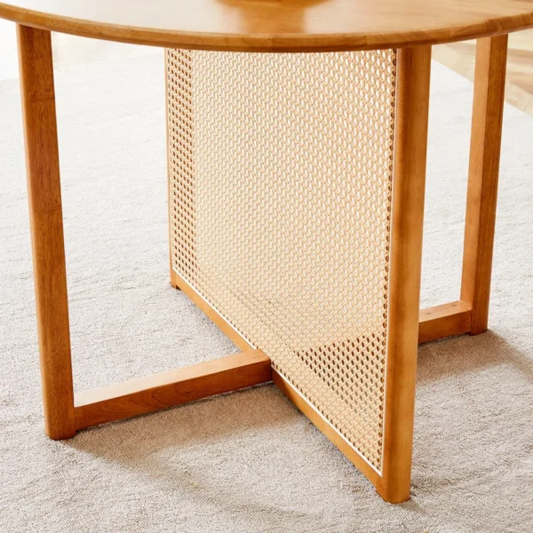 Ancient style mango wood dining set with cane‑leg table and matching chairs Aestheticcraft