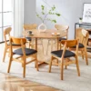 Ancient style mango wood dining set with cane‑leg table and matching chairs Aestheticcraft