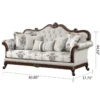 Aesthetic craft Luxurious carved 3+2+2 sofa set with wood detailing and decorative cushions.