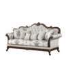 Aesthetic craft Luxurious carved 3+2+2 sofa set with wood detailing and decorative cushions.