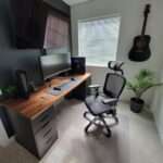 Gaming Desk with Black Drawers & Dark Brown Top