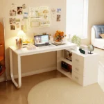 Reversible L-Shaped Desk with Storage Drawers & Shelves