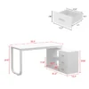 Aesthetic craft Multi-functional desk with drawers and shelves, adjustable to L-shape or straight, shown in dark finish.