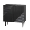 Aesthetic craft Tall 2-door accent cabinet in mango wood and MDF with elevated legs, available in black, grey, and white.