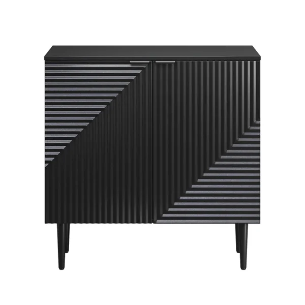 Aesthetic craft Tall 2-door accent cabinet in mango wood and MDF with elevated legs, available in black, grey, and white.