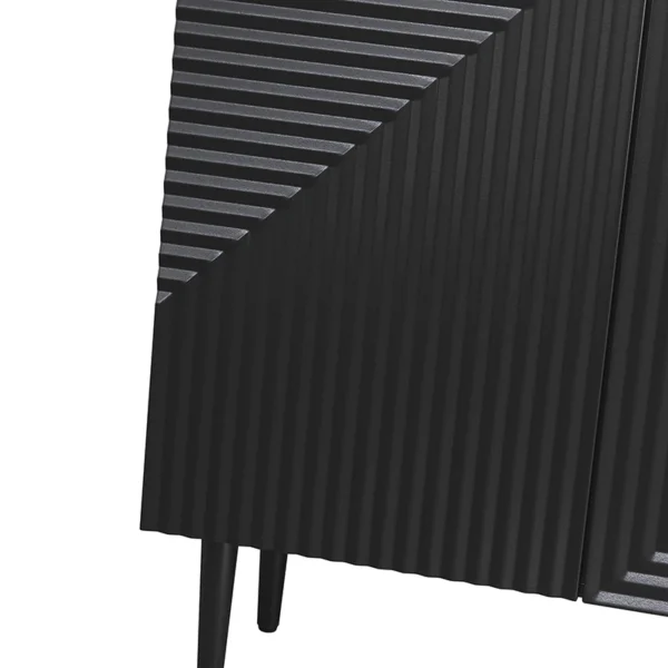 Aesthetic craft Tall 2-door accent cabinet in mango wood and MDF with elevated legs, available in black, grey, and white.