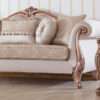 Aesthetic craft Platinum carved mango wood sofa set with armchairs, center table, side tables, TV unit, and decorative pillows