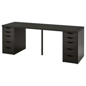 Gaming Desk with Storage Drawers & Center Iron Support