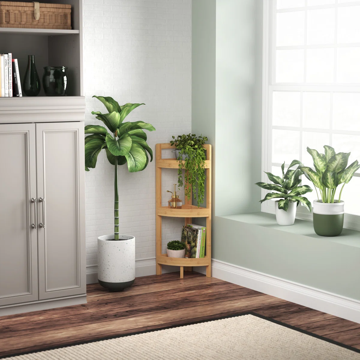 3-tier corner shelf with space-saving design for bathroom or kitchen storage Aesthetic craft