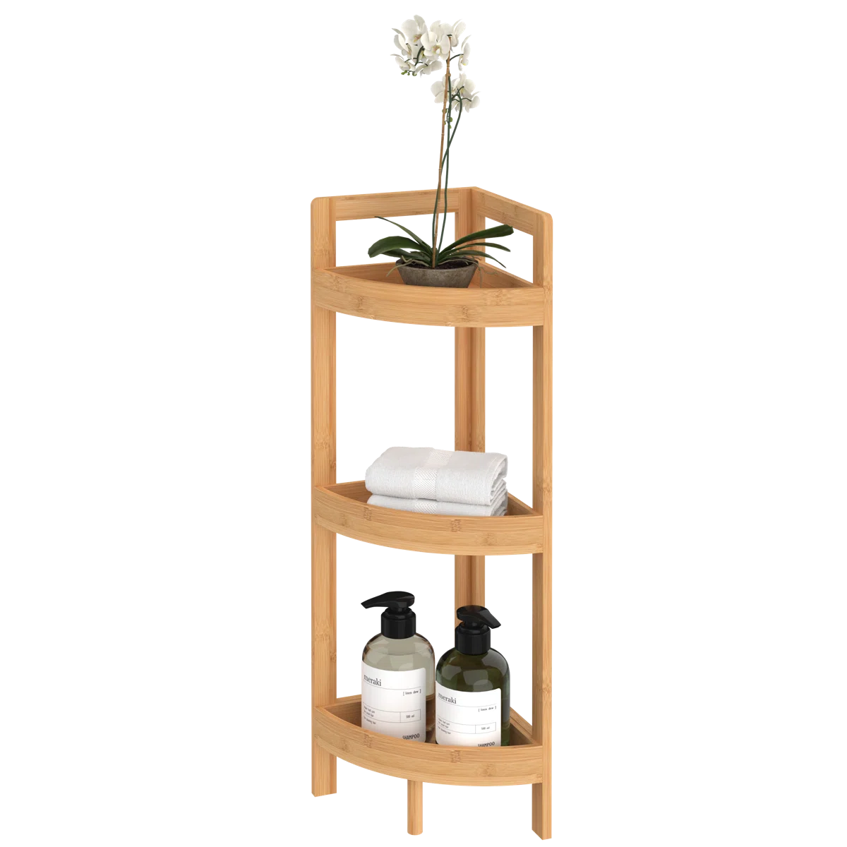 3-tier corner shelf with space-saving design for bathroom or kitchen storage Aesthetic craft