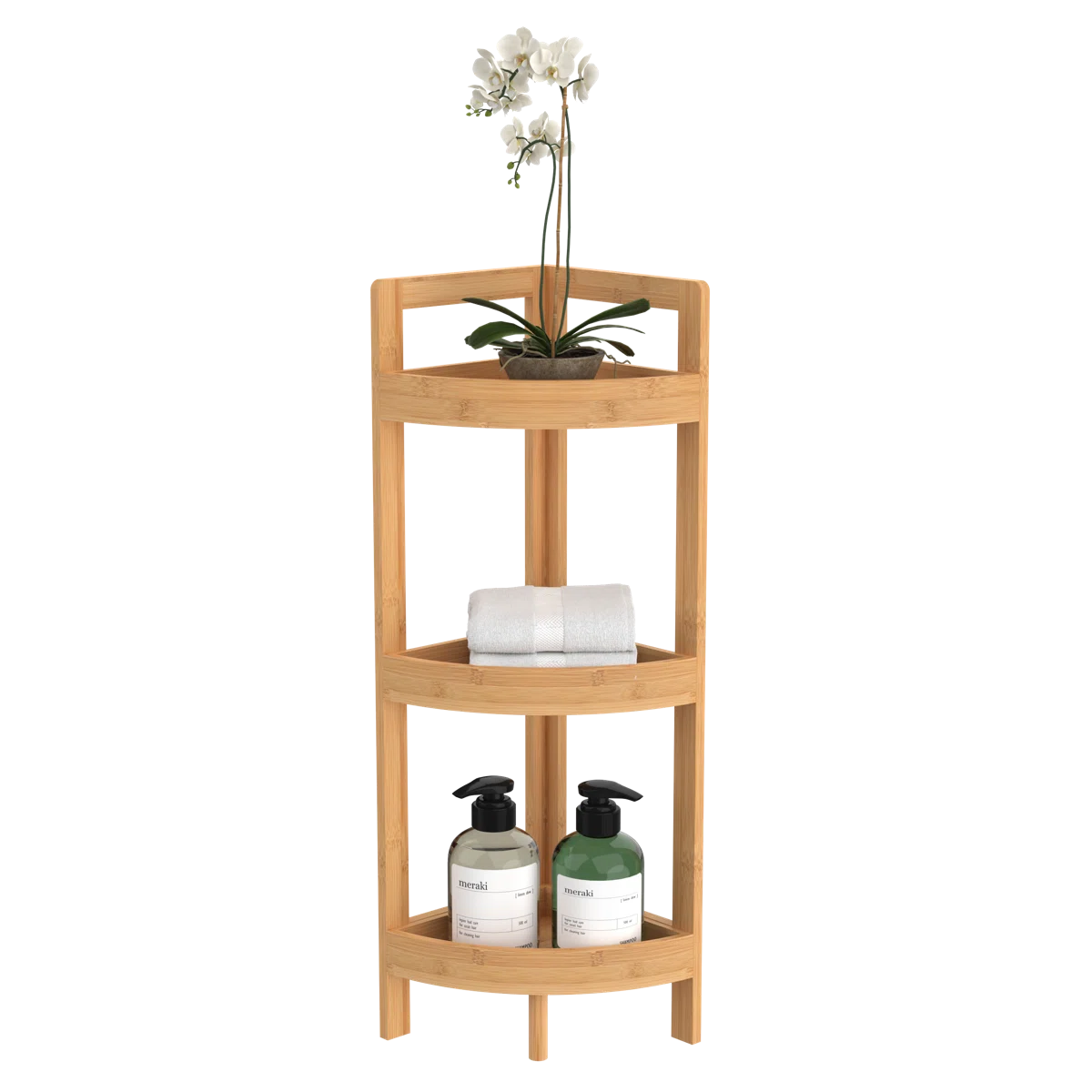 3-tier corner shelf with space-saving design for bathroom or kitchen storage Aesthetic craft