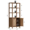 Tall wooden rattan bookshelf with cabinet doors, styled in a modern living room. Aesthetic craft