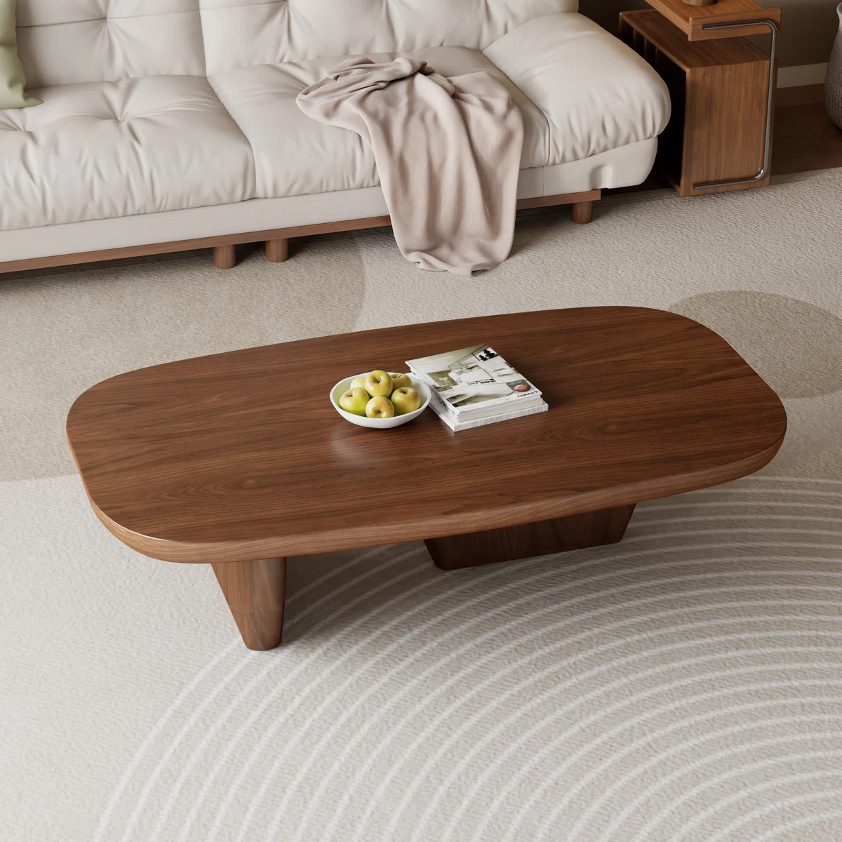 Modern coffee table in brown finish with minimalist design Aesthetic craft Modern coffee table in brown finish with minimalist design Aesthetic craft