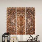 Wood Wall Panel Set - of 3 Brown Carved Wall Decor