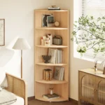 Corner Shelf Bookcase – Storage Rack with Safety Hooks