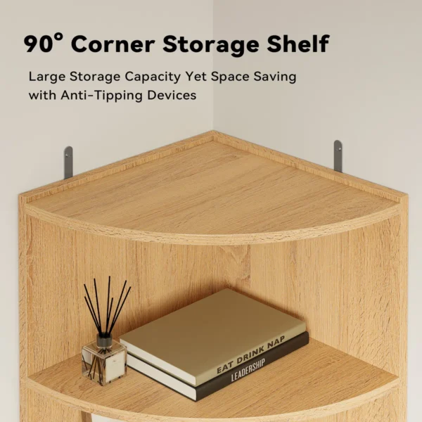 corner shelf bookcase with wall hooks for safe, stable storage Aesthetic craft