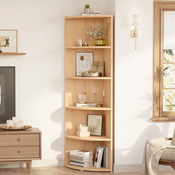 corner shelf bookcase with wall hooks for safe, stable storage Aesthetic craft