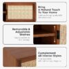 Mid-century solid wood TV stand with rattan doors in dark chocolate finish, fits 65-inch TVs Aesthetic craft