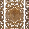 Set of 3 brown floral carved wood wall panels hanging as living room décor Aesthetic craft