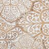 Hand-carved wood wall panel with white floral design, hanging above a sofa in a living room Aesthetic craft